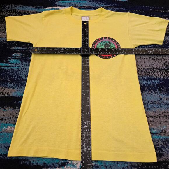 OP Vintage Retro 90's Yellow Ocean Pacific One Planet Graphic T-Shirt Size M - Picture 5 of 9